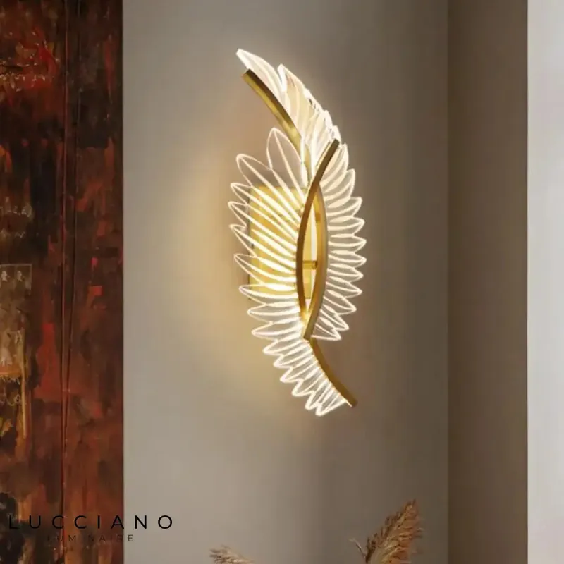 Applique murale LED nordique design ailes dorées