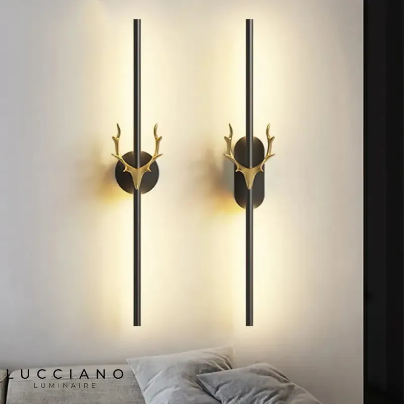 Applique murale créative cerf design bois moderne