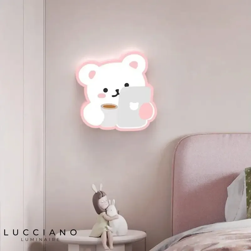 Applique murale ours rose déco design enfantine.