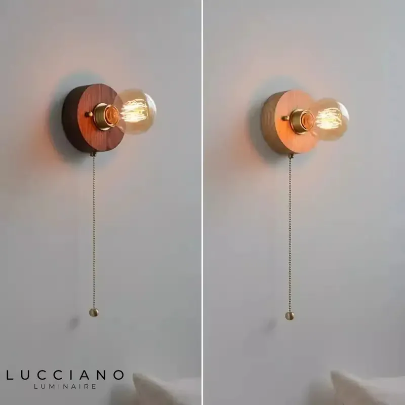 Applique murale bois brut, lumière zen.