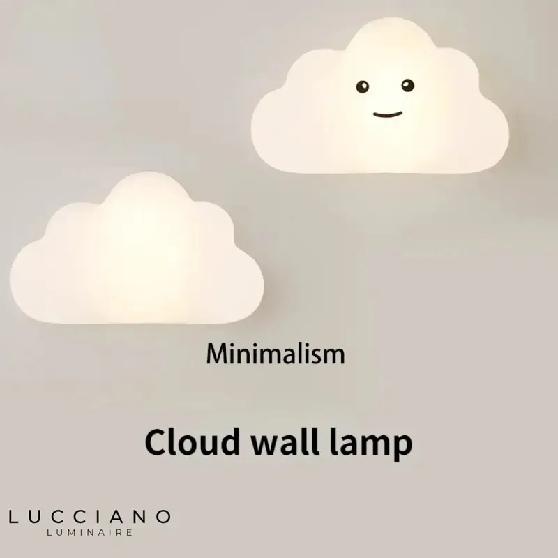 Applique murale nuage lumineux doux enfantin.