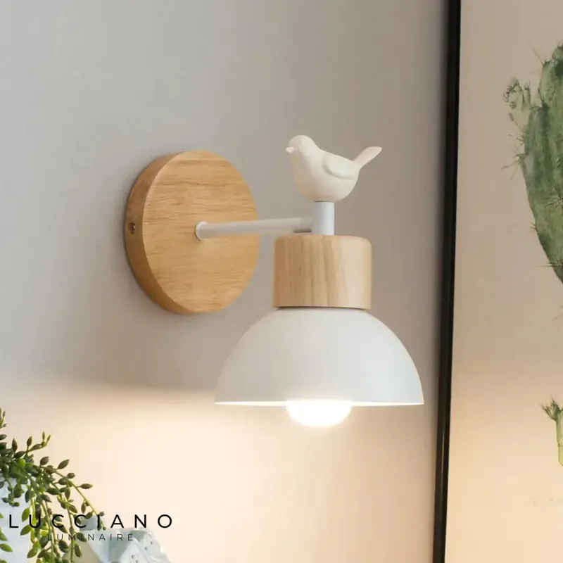 applique murale nordique design bois oiseau