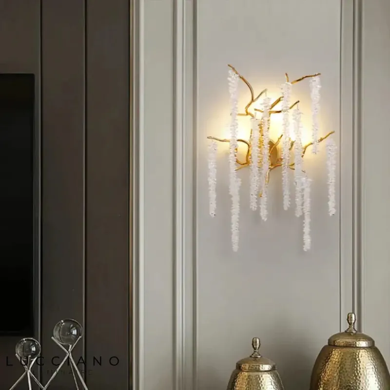 Applique murale Led cristalline élégante fleurs.