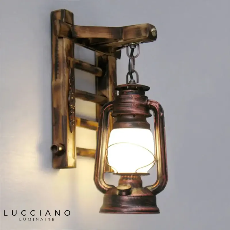 Voici le titre transformé :
Applique murale vintage industrielle bois déco urbaine